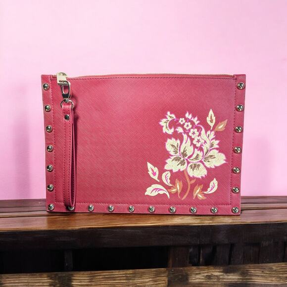 White House Black Market New studded clutch with painted floral design - Picture 9 of 9